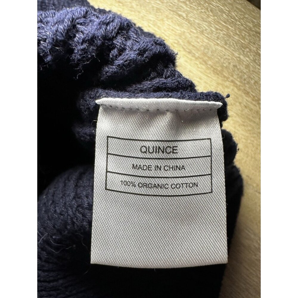 Quince 100% Organic Cotton Fisherman Crew Sweater Navy Size Medium - Picture 6 of 7